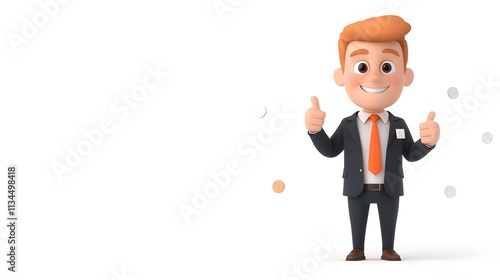 Wallpaper Mural Confident sales manager in a blazer giving a thumbs-up, rendered in 3D cartoon style, isolated on white Torontodigital.ca
