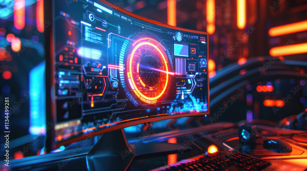 Realistic logo on a digital monitor, modern and high-tech Realistic logo on a digital monitor, modern and high-tech