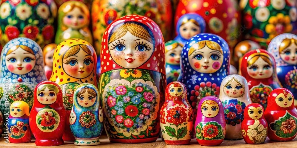 Fat matrioska doll surrounded by smaller dolls in different sizes, matrioska, Russian doll, fat, overweight Fat matrioska doll surrounded by smaller dolls in different sizes, matrioska, Russian doll, fat, overweight