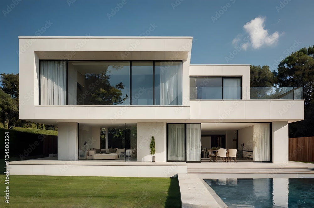 3D rendering of a large modern contemporary house architecture design 3D rendering of a large modern contemporary house architecture design