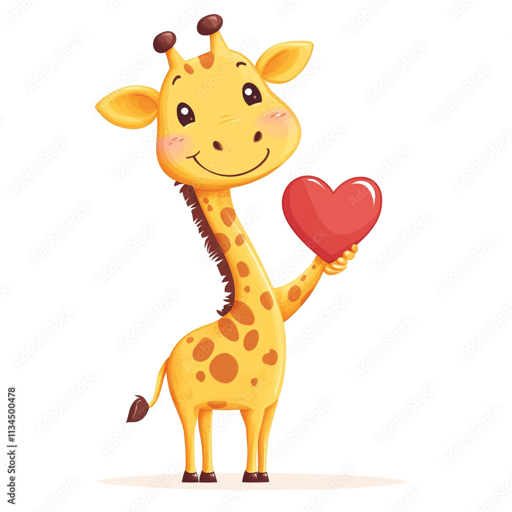 Obraz premium Adorable Giraffe with a Heart: A Symbol of Love and Affection