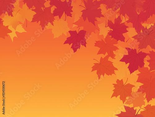 Autumn maple leaf gradient, Ombre orange to red isolated backdrop, crisp autumn mood