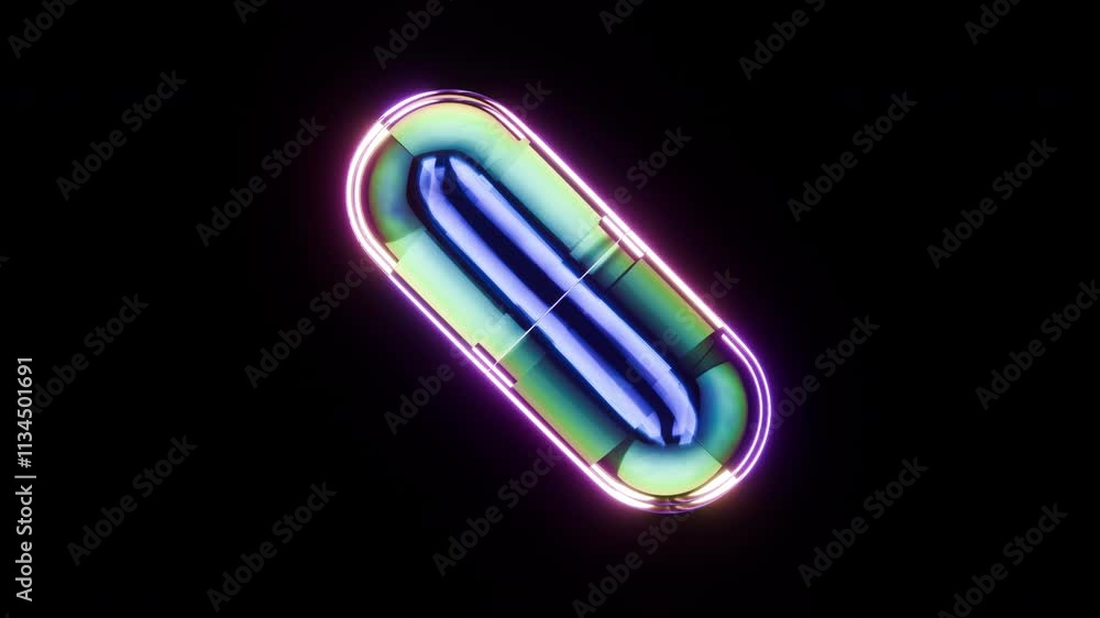Abstract geometric animation with dispersion glass capsule shape from iridescent holographic material. Modern minimalistic 4k motion seamless background. Abstract geometric animation with dispersion glass capsule shape from iridescent holographic material. Modern minimalistic 4k motion seamless background.