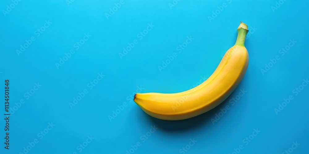 Yellow small banana isolated on blue background, yellow, small, banana, isolated, blue, background, tropical, fruit, healthy Yellow small banana isolated on blue background, yellow, small, banana, isolated, blue, background, tropical, fruit, healthy