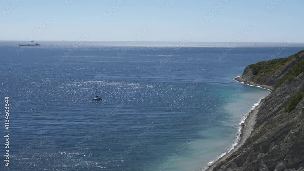 View of a stormy seascape of waves and the Black Sea. View of a stormy seascape of waves and the Black Sea.