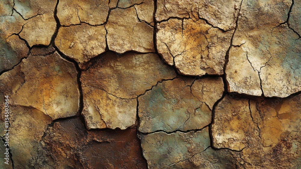 Dry and cracked earth showcasing nature\'s raw beauty during a hot summer day Dry and cracked earth showcasing nature\'s raw beauty during a hot summer day