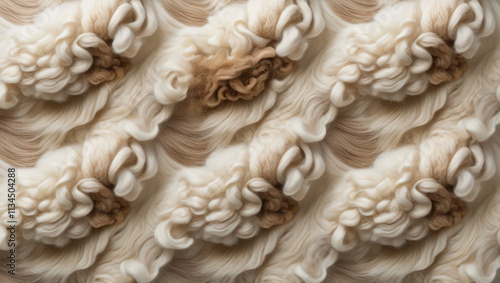 Close-up texture of realistic sheep fur background with detailed pattern