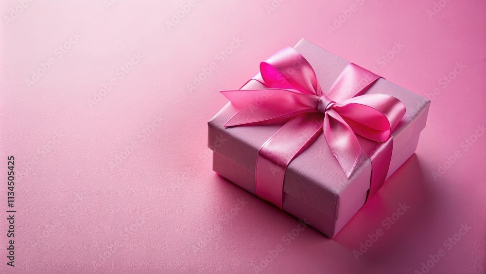 Pink gift box with ribbon on a clean surface, gift, present, box, ribbon, pink, surprise, celebration, holiday, birthday Pink gift box with ribbon on a clean surface, gift, present, box, ribbon, pink, surprise, celebration, holiday, birthday