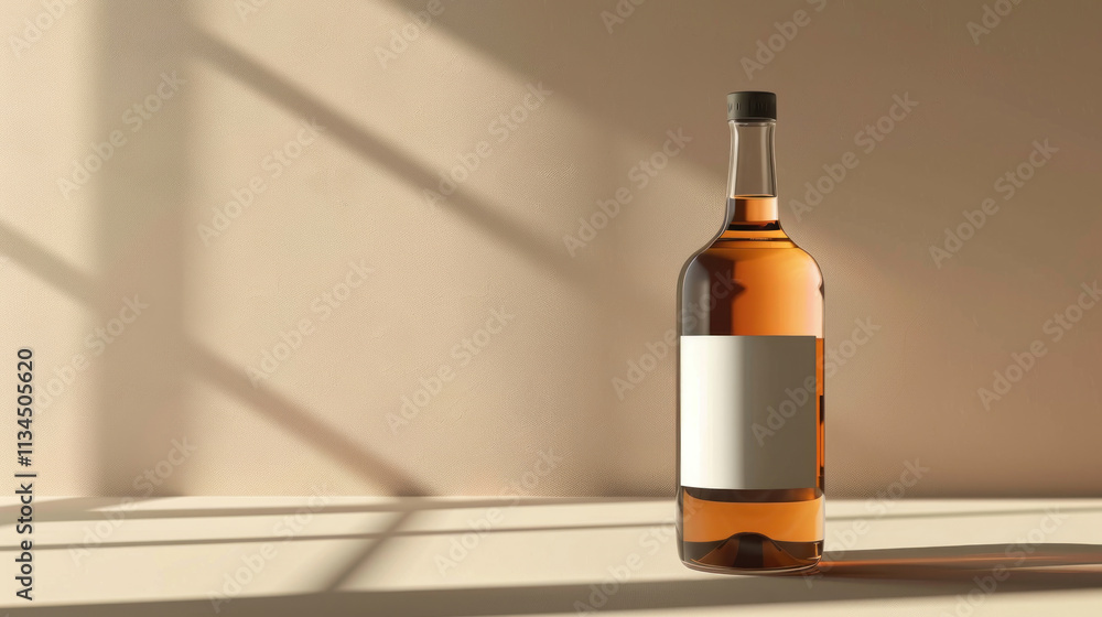 Stylish alcohol-free bottle with customizable label, soft shadows Stylish alcohol-free bottle with customizable label, soft shadows