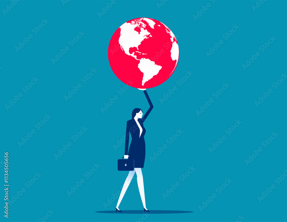 Global Boiling. Businessman holding red globe, Vector flat style Global Boiling. Businessman holding red globe, Vector flat style