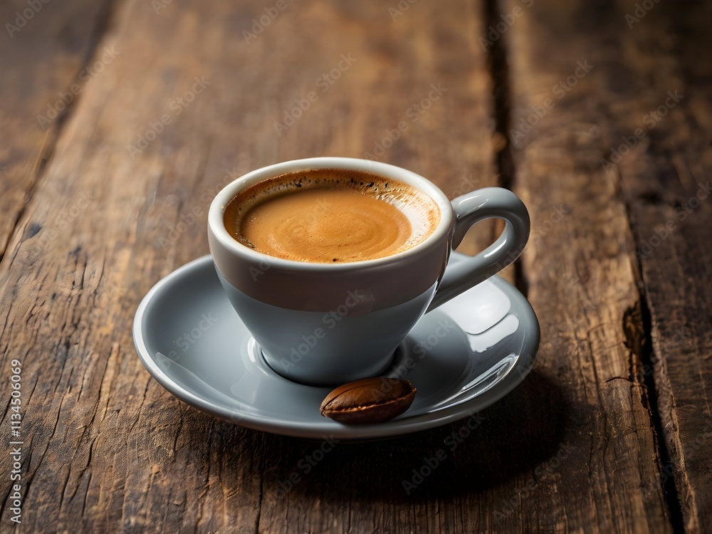 Fototapeta premium a cup of warm espresso coffee in the morning on the table