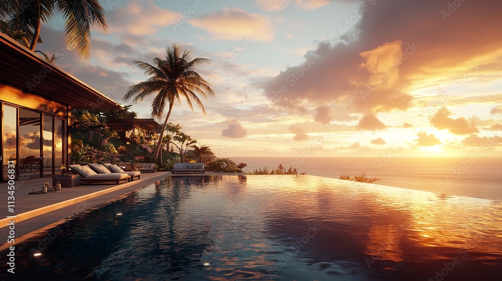 Obraz premium Expansive View of the Sunset Over the Seascape