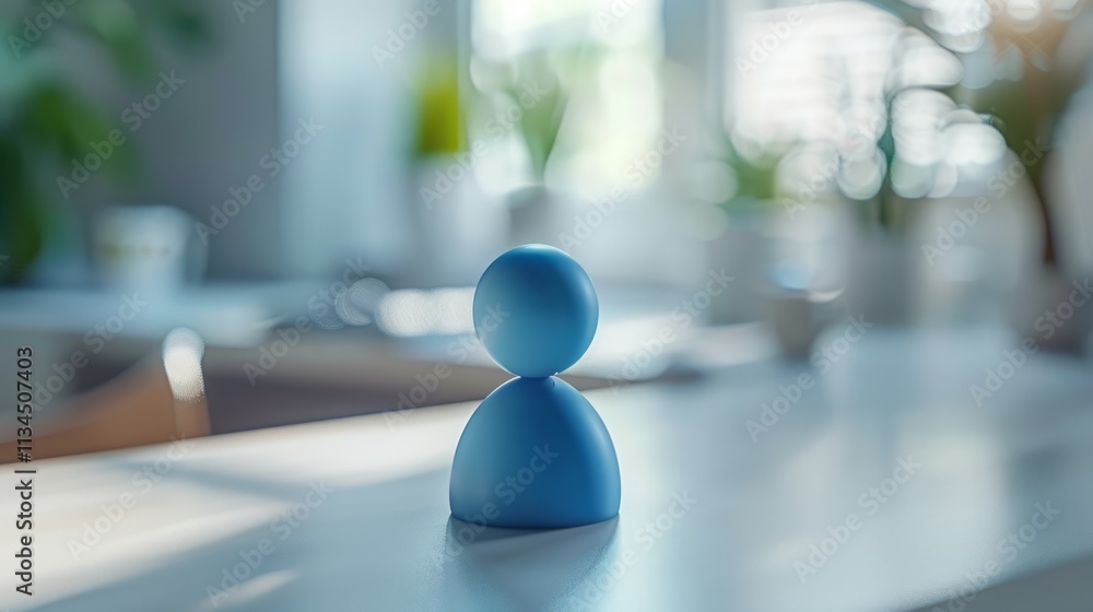 Blue figurine standing on white surface, plants blurred. Blue figurine standing on white surface, plants blurred.