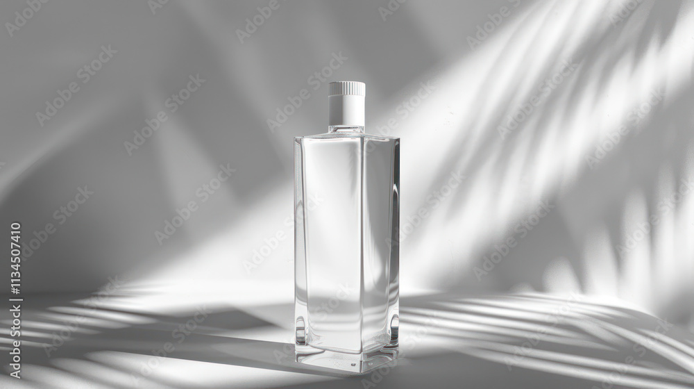 Naklejka premium Stylish product bottle mock-up with subtle reflections, monochromatic background