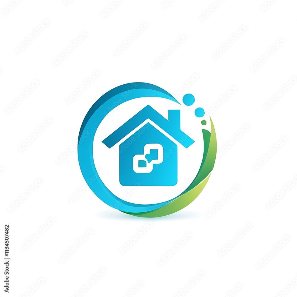 Home Sweet Home: A modern, minimalist logo design featuring a stylized home icon enveloped in a vibrant blue and green circle, symbolizing growth, innovation, and a welcoming environment. Home Sweet Home: A modern, minimalist logo design featuring a stylized home icon enveloped in a vibrant blue and green circle, symbolizing growth, innovation, and a welcoming environment.