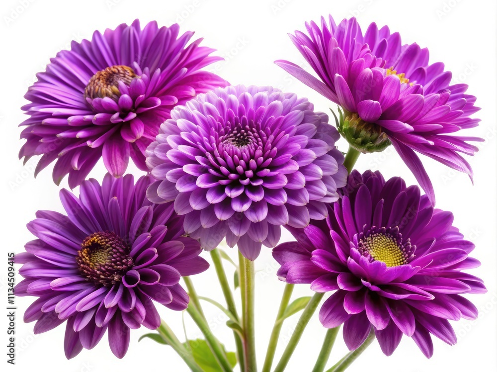 Fototapeta premium High-resolution purple flowers, isolated on white. Perfect botanical stock photos for design projects.