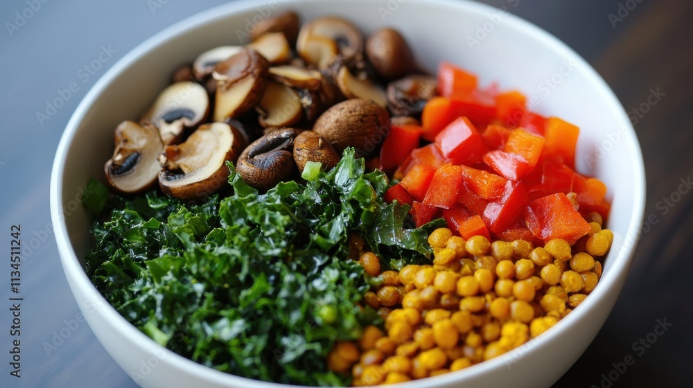 Anti-inflammatory Nordic bowl with turmeric-spiced lentils, kale, and wild mushrooms Anti-inflammatory Nordic bowl with turmeric-spiced lentils, kale, and wild mushrooms