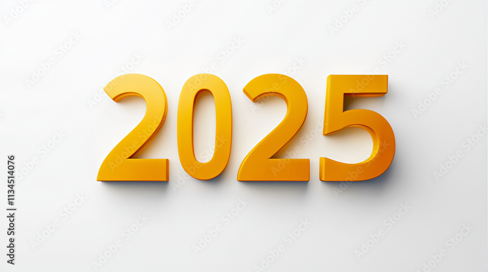 2025 New Year Celebration with 3D Gradient yellow Golden Text Number isolated on white background 2025 New Year Celebration with 3D Gradient yellow Golden Text Number isolated on white background