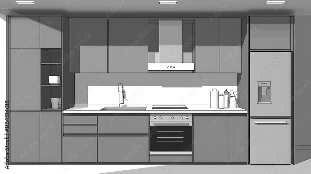 Modern Kitchen Design with Minimalist Gray Cabinetry Modern Kitchen Design with Minimalist Gray Cabinetry
