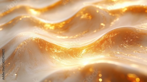 Golden waves dance in a serene display of light and texture at dusk, captivating the onlooker with their ethereal beauty
