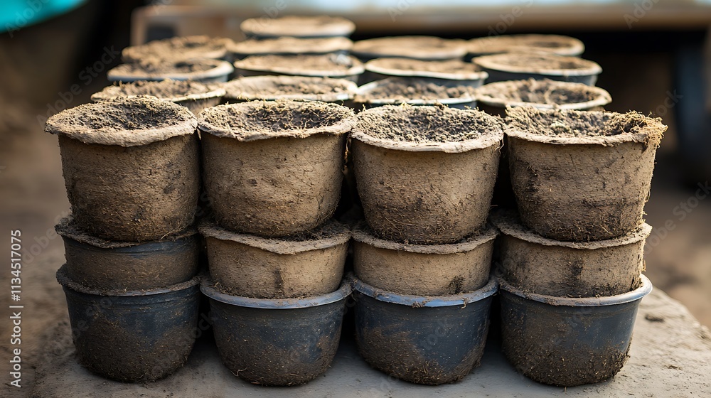 Stacked Peat Pots Ready For Planting Stacked Peat Pots Ready For Planting