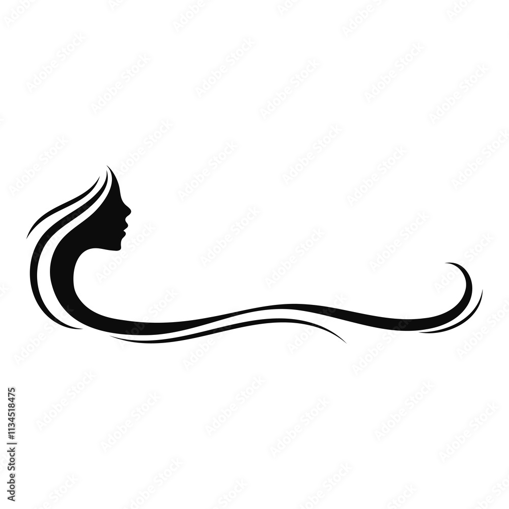 Girl with curls of hair beautiful silhouette Girl with curls of hair beautiful silhouette
