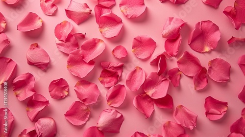 Rose petals on pink background . The view from the top. Flat lay