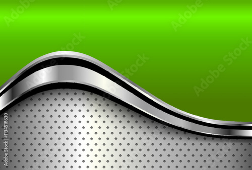 Silver green metal background, 3D polished chrome metallic and shiny texture.