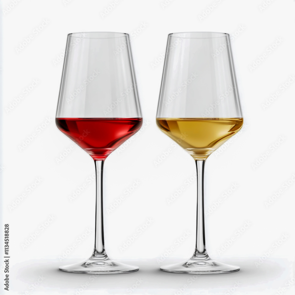 red and white wine glass isolated on white background. red and white wine glass isolated on white background.