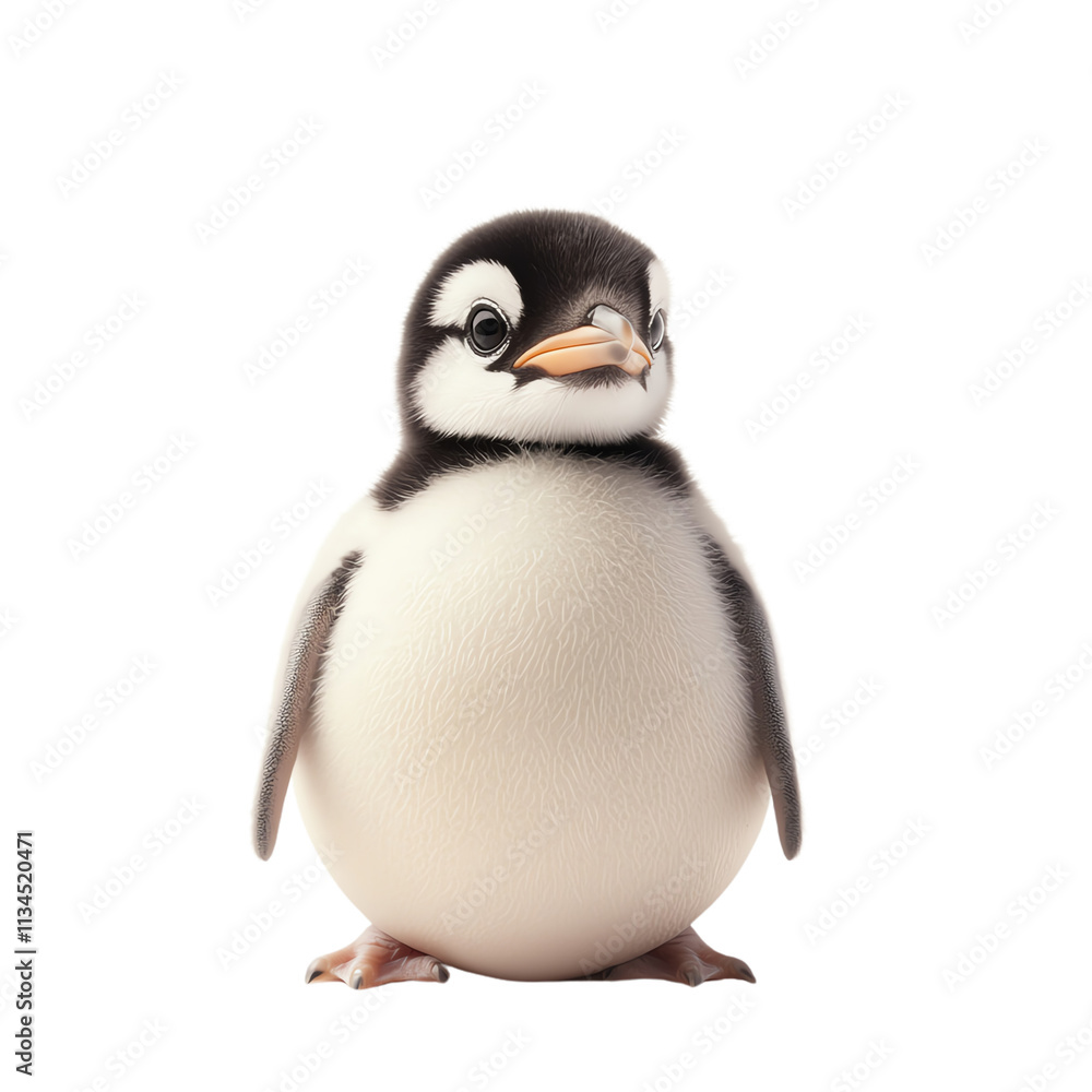 Cute, fluffy penguin standing confidently. transparent background Cute, fluffy penguin standing confidently. transparent background