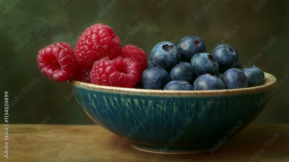 Fresh Blueberries and Raspberries in a Bowl Fresh Blueberries and Raspberries in a Bowl