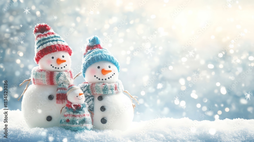 Obraz premium Winter Wonderland Snowmen Family 