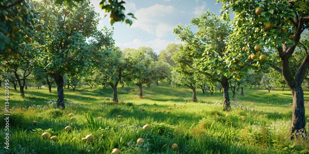A Vibrant Orchard Full of Flavorful Fruits and Serenity, The Allure of a Lush Orchard A Vibrant Orchard Full of Flavorful Fruits and Serenity, The Allure of a Lush Orchard