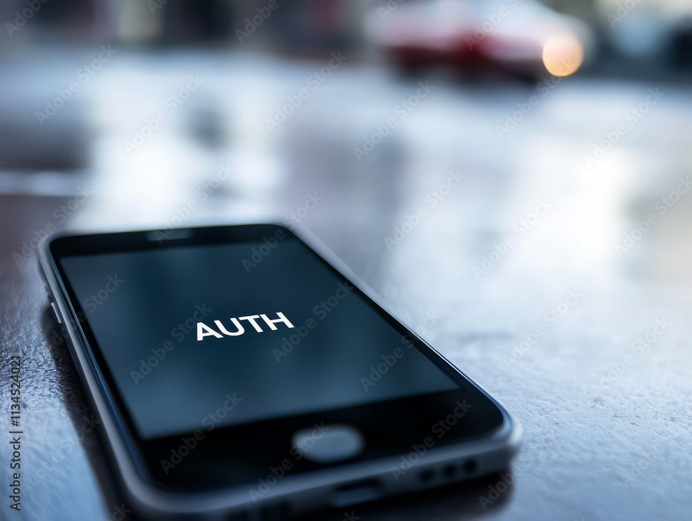 Smartphone Authentication: A close-up shot of a smartphone displaying the word Smartphone Authentication: A close-up shot of a smartphone displaying the word
