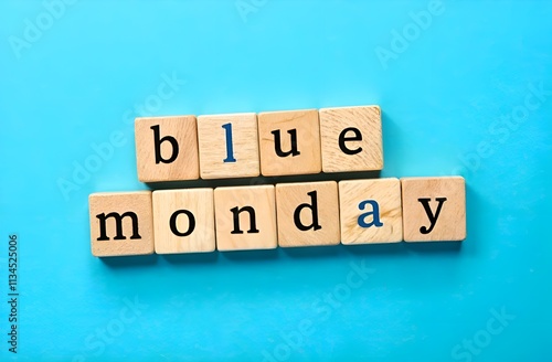 word on wooden blocks, concept blue monday 