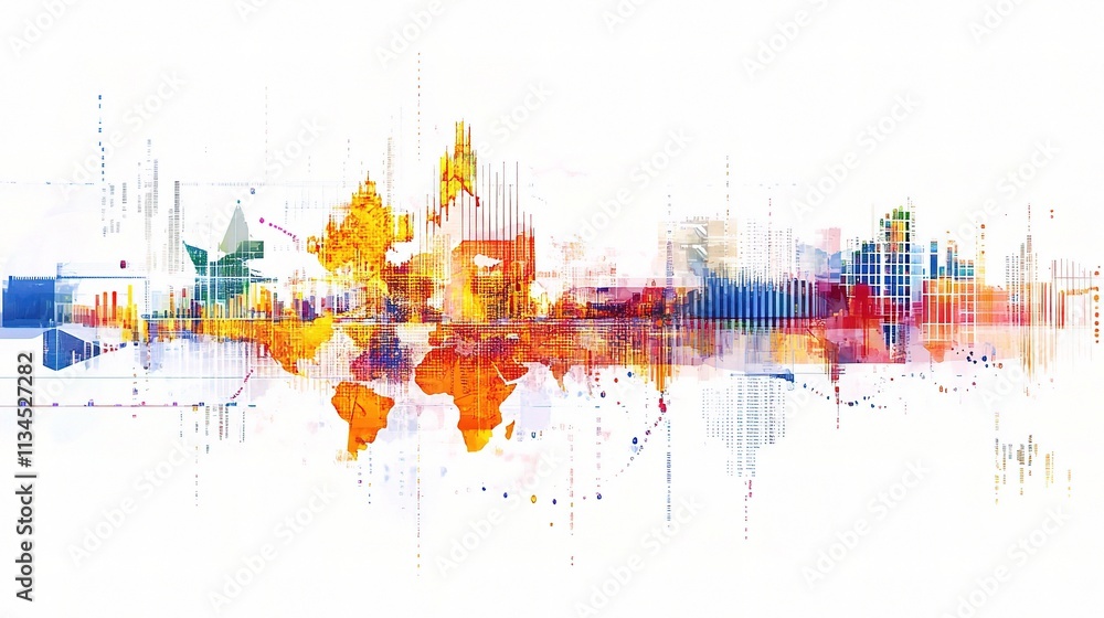 Obraz premium Global Economic Growth Trends Illustrated with Vibrant Data Visualization