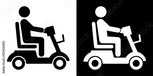 ofvs762 OutlineFilledVectorSign ofvs - mobility scooter vector icon . public transport . isolated transparent . black outline and filled version . AI 10 / EPS / PNG . g12108