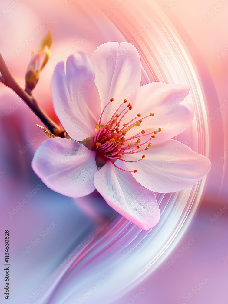Fototapeta premium Elegant blossom flower with delicate petals in a beautiful spring nature scene