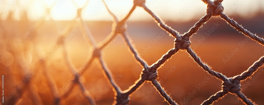 Golden Hour Rope Netting Texture Sports Background Sunset Golden Hour Rope Netting Texture Sports Background Sunset