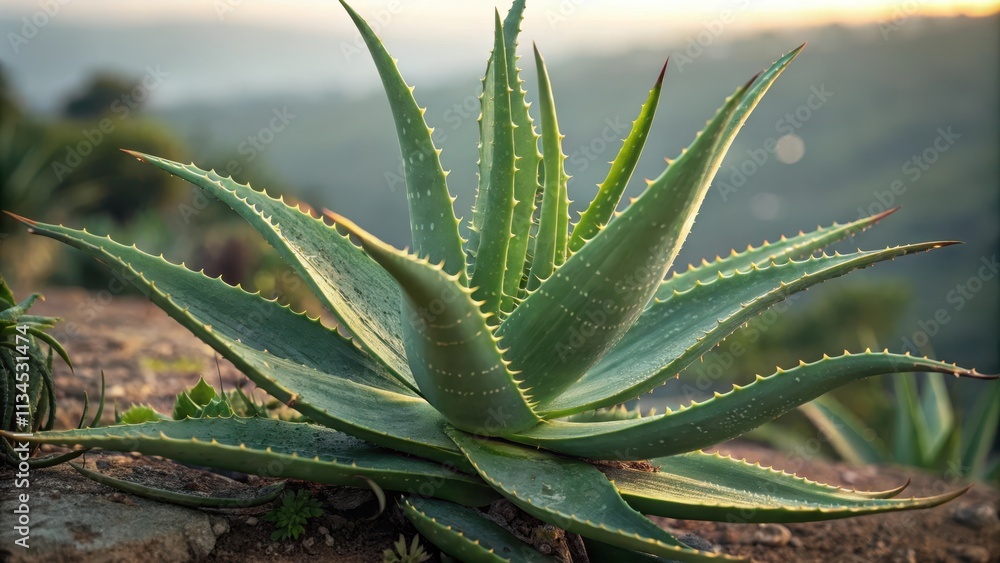 Aloe Vera Plant Thriving in Natural Landscape Aloe Vera Plant Thriving in Natural Landscape