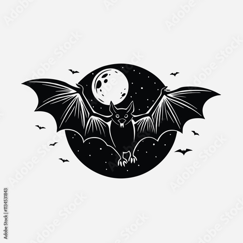 Halloween black bats flying silhouettes isolated on white background