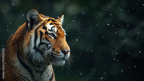 A close up of a tiger in the snow