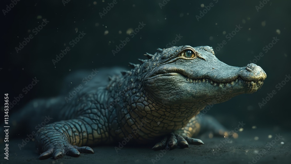 A close up of a crocodile laying on the ground A close up of a crocodile laying on the ground