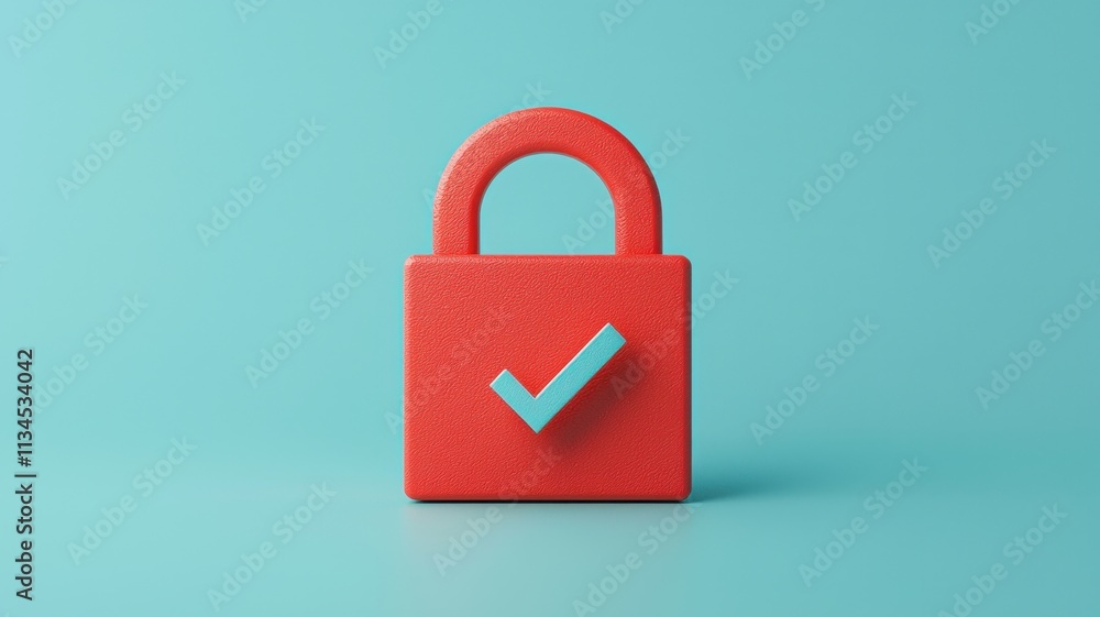 Secure Data Protection Red Padlock Checkmark Secure Data Protection Red Padlock Checkmark