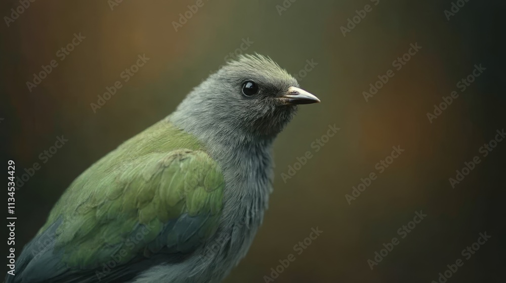 Fototapeta premium A small green bird sitting on top of a wooden post