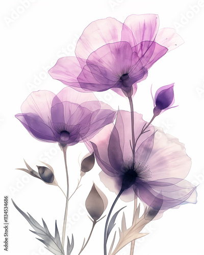Wallpaper Mural Delicate transparent pink and purple poppies with petals and botanical elegance in nature Torontodigital.ca
