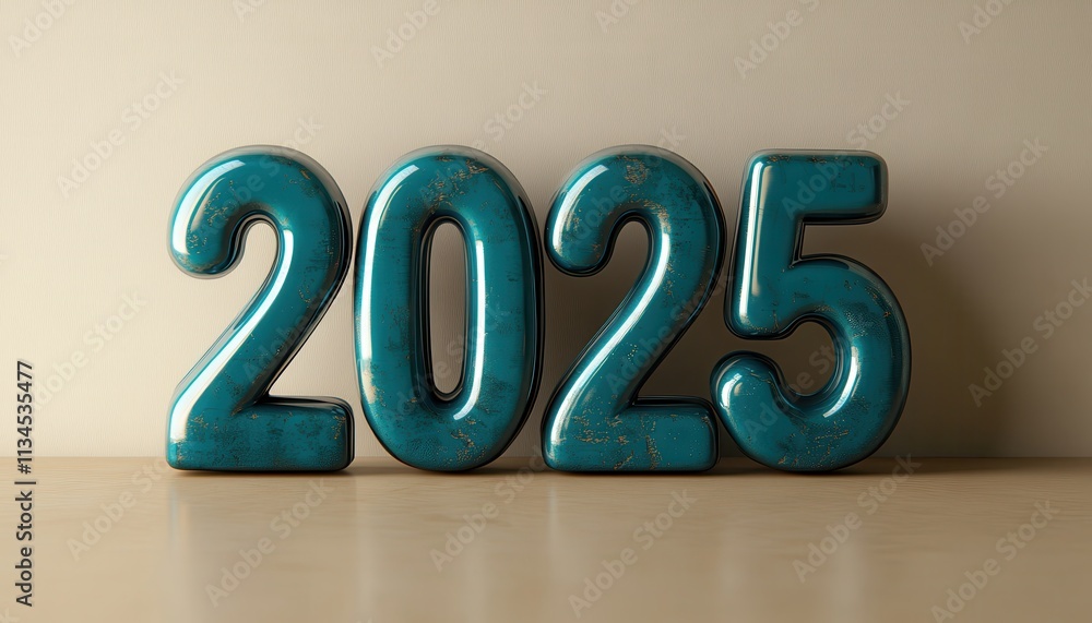 Teal metallic digits representing the year two thousand twenty five