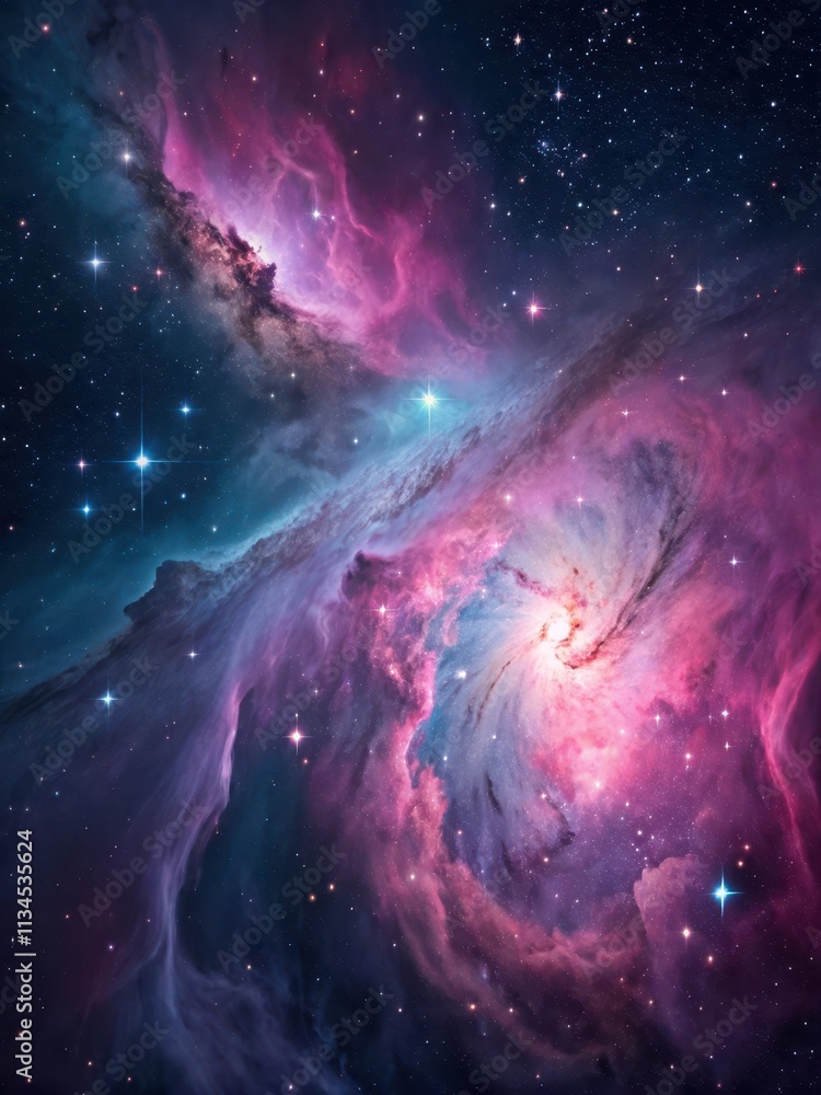 Fototapeta premium Stunning Nebula in Deep Space with Colorful Gas and Stars