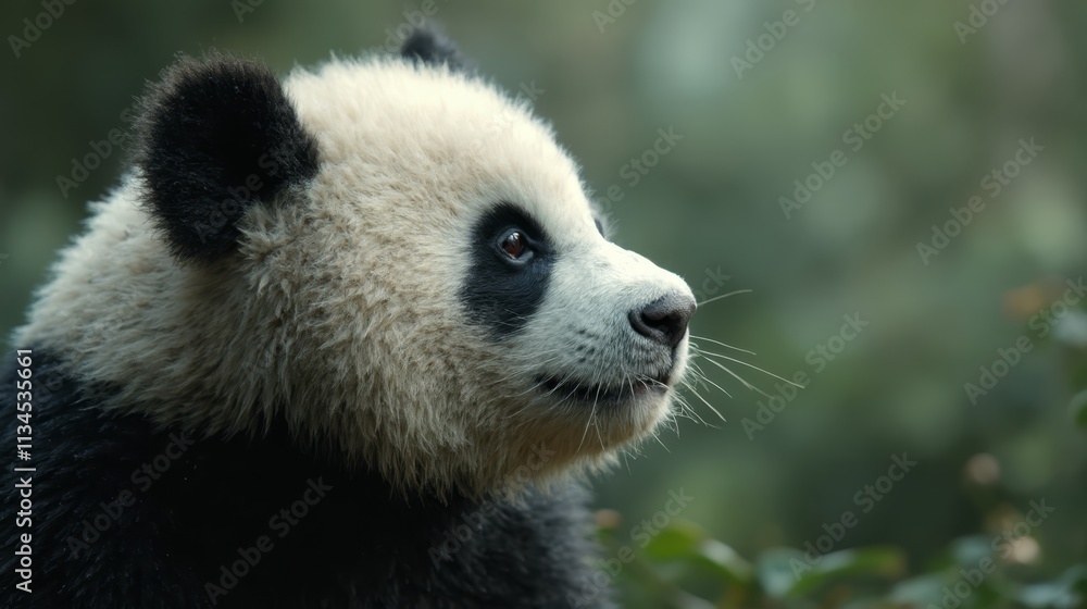 Obraz premium A panda bear sitting on top of a lush green field