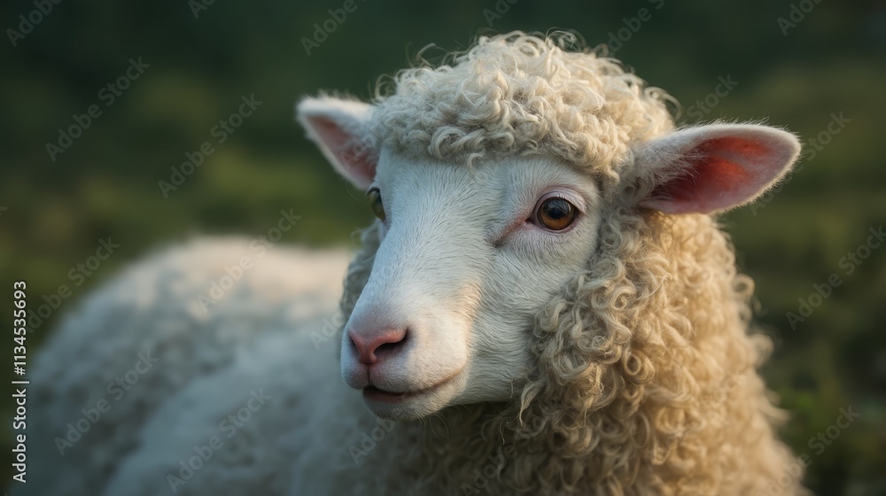 A close up of a sheep with curly hair A close up of a sheep with curly hair